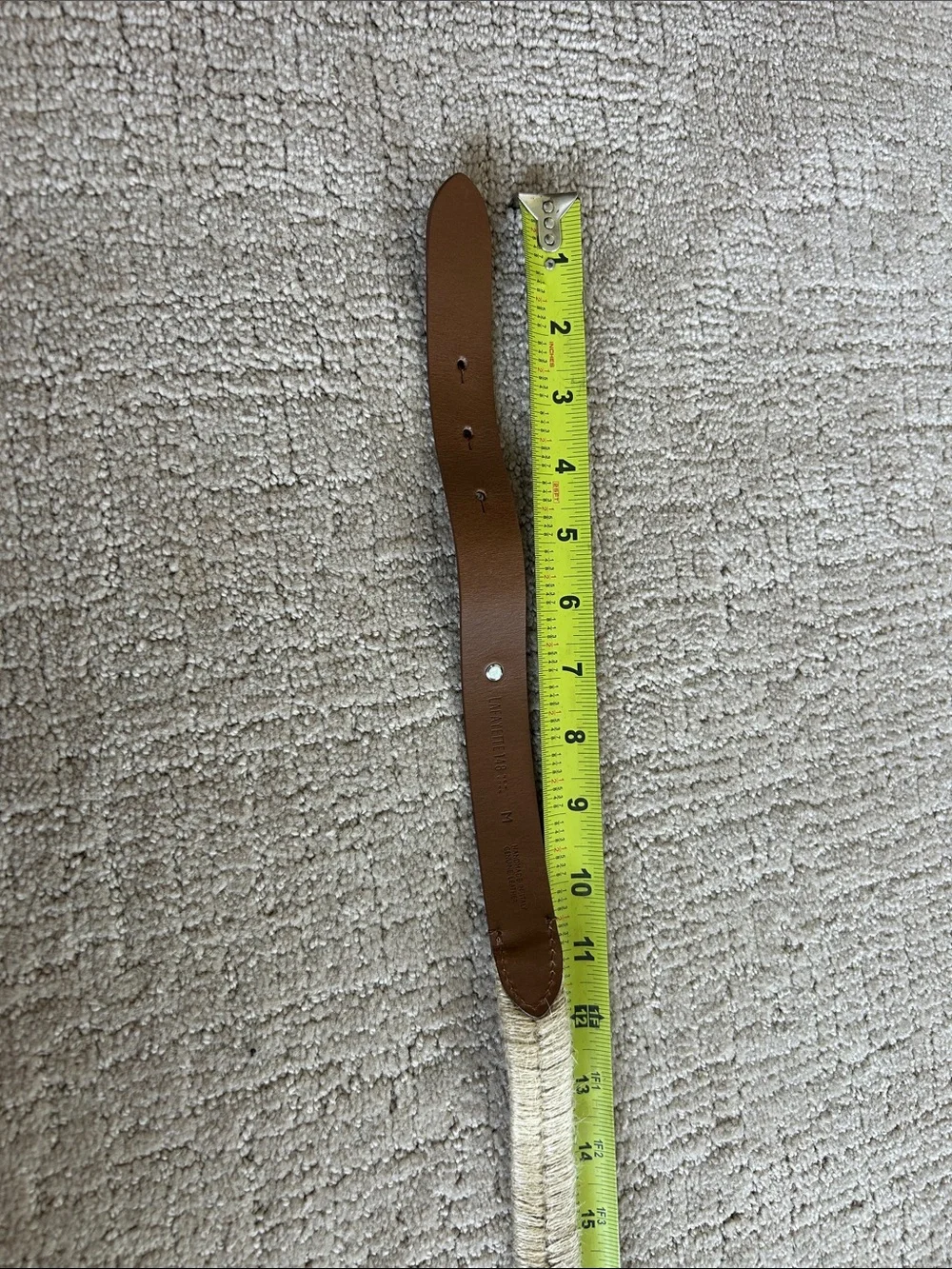 Lafayette 148 New York Natural Straw Belt with Brown Leather Trim